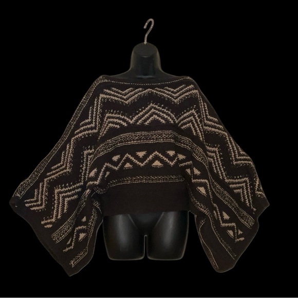 Ralph Lauren Sweaters - Ralph Lauren Brown and Tan Patterned Poncho Sweater